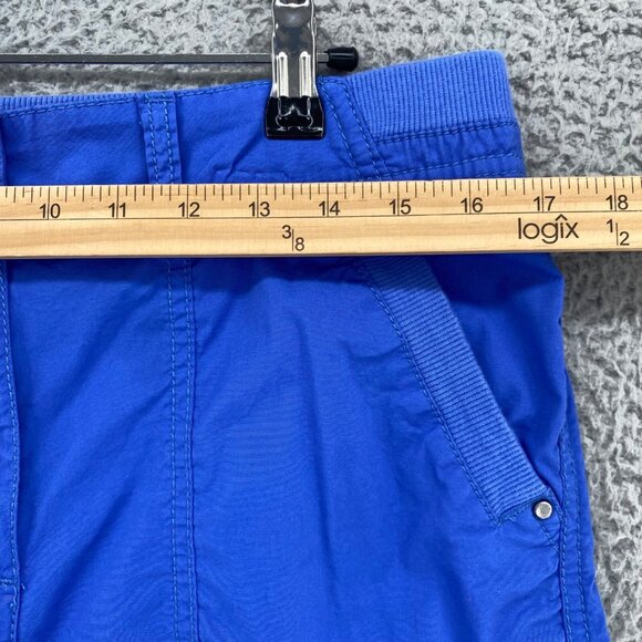 Chicos Pants Womens 1 US 8 Blue Crop Leg Stretch Utility Pockets Contrast Stitch - Picture 8 of 12